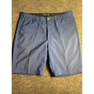 Pebble Beach Performance Shorts Mens Size 36 Blue Gingham Dry-Luxe Slash Pockets